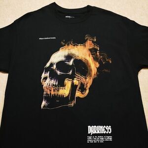 Darkness Flaming Skull Black Short Sleeve Tee Shirt #8